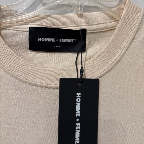 Homme and Femme Twisted Fingers Tee Cream with Brown Tee Mens Large - Picture 2 of 3